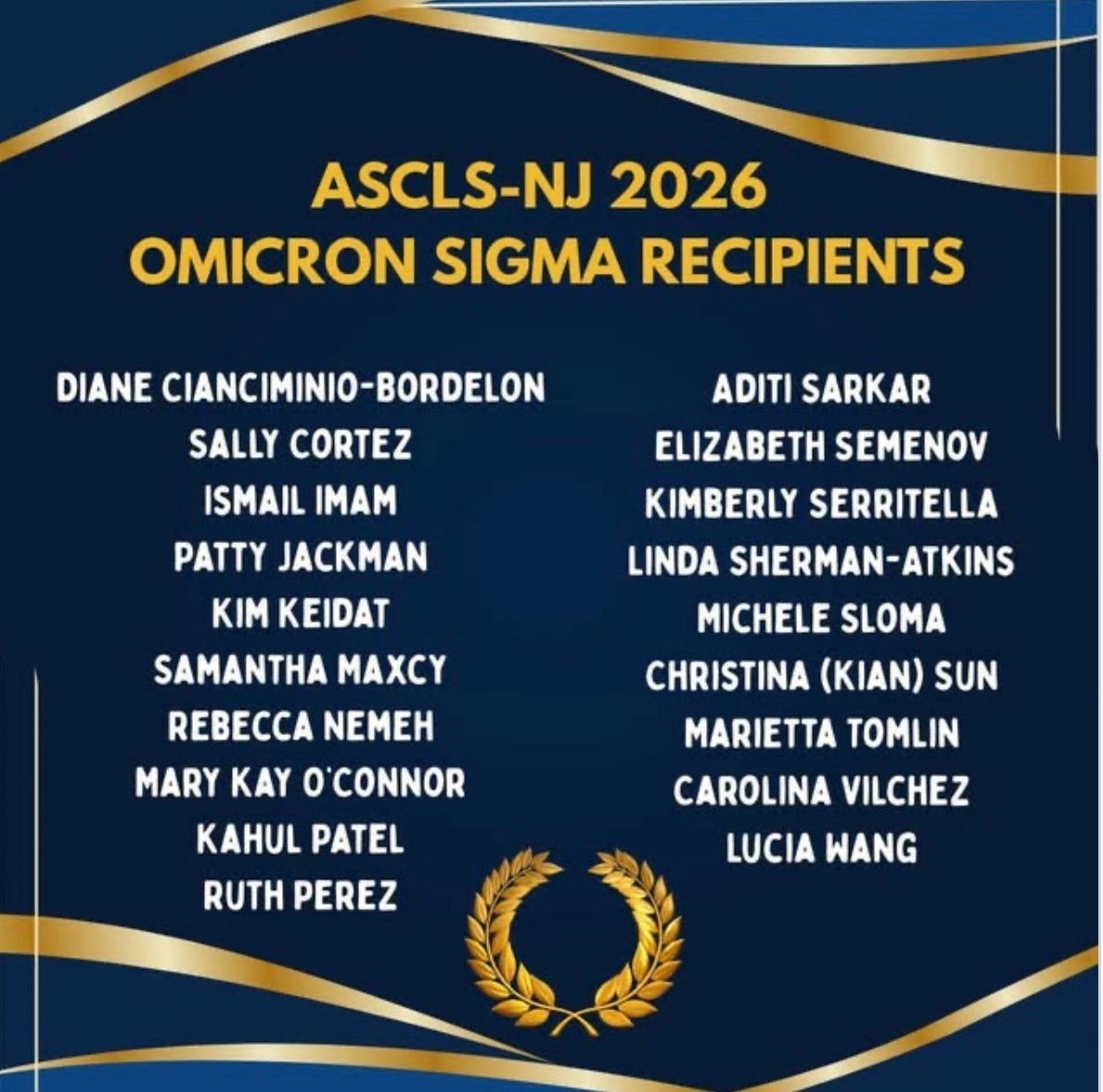 ASCLS-New Jersey 2026 Omicron Sigma recipient announcement